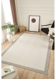 Resim Sisalux 3086 Beyaz Gri Sisal Dokuma Jüt Kilim Hav Toz Vermez Halı Salon Mutfak Oturma Odası Halısı Beyaz - Gri 