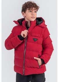 Resim Pina Kids Nova Kumaş Kapüşonlu Erkek Çocuk Kışlık Mont Km2509 Kırmızı 
