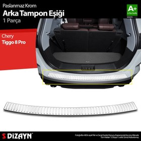Resim S-Dizayn Chery Tiggo 8 Pro Krom Arka Tampon Eşiği 2022 Üzeri A+ Kalite 