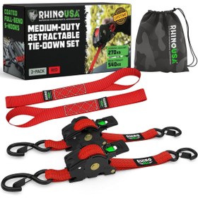 Resim Rhino USA 2’li Otomatik Geri Çekilebilir Bağlama Kayışı 2.5 cm x 3 m 540 kg Dayanıklılık 