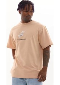 Resim Efnaz Style Unisex Baskılı Oversize T-shirt - Bej 