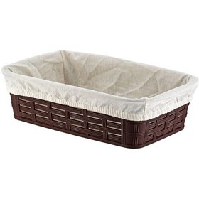 Resim Bora Plastik Hasır Desenli Ekmek Sepeti Köşeli Kahverengi 
