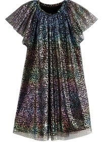 Resim Kız Çocuk Renk Geçişli Astarlı Renkli Şık Elbise 