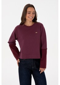 Resim U.S. Polo Assn. Kadın Bordo Gömlek Detaylı Bisiklet Yaka Sweatshirt 50315303-VR177 
