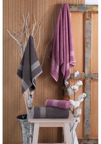 Resim 4 Lü Kadın Erkek Banyo Havlusu Takımı Oscar Mürdüm Antasit Çok Renkli 