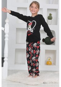 Resim Miniğimin Cicileri Mnn Ms Kalpli Kız Çocuk Pijama Takımı - Siyah Siyah 