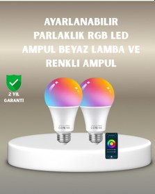Resim Akıllı 9w Rgbw Led Ampul Tasaruflu Romantik Işıklı Çok Renkli 