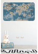 Resim Eğitici Dünya Haritası Dünya Atlası Çocuk Ve Bebek Odası Duvar Sticker -60x105-3827 Renkli 