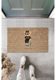 Resim Bej Kapı Önü Paspası Skate King Ayıcık Desen K-3313 