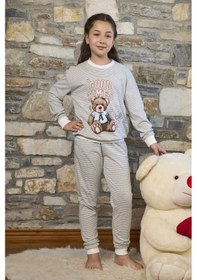 Resim Cossy By Aqua 26452 Kız Çocuk Uzun Kollu Bisiklet Yaka Paçası Bantlı Pijama Takım-çizgili Çizgili 