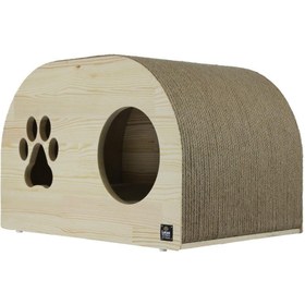 Resim Lotus Pet Design Torino Tırmalamalı Kedi Evi Naturel 