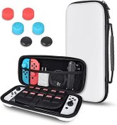 Resim DLseego Carrying Case Compatible with Switch/Switch OLED Model, Shockproof Hard Shell Protective Travel Bag 10 Game Card Slots for Switch Console Joy-Con & Accessories with 6 Thumb Grip Caps 