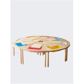 Resim Woodnjoy 8 Parçalı Üçgen Etkinlik Masası 8 Kişilik Kahverengi 