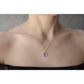 Resim Ametist Taşlı Pırlanta 0.05 Karat 14 Ayar Beyaz Altın Kolye 