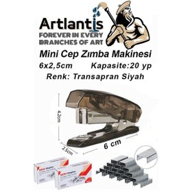Resim Mini Cep Zımba Makinesi 24/6 Siyah Std S3T 1 Adet Noki 24/6 Zımba Teli 2 Paket Öğrenci Okul Büro 