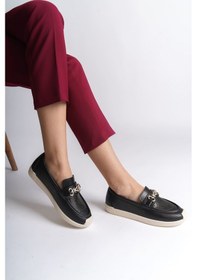 Resim Lıly Bağcıksız Ortopedik Rahat Taban Çiçek Desenli Kadın Babet Ayakkabı Ckt - Siyah Siyah 