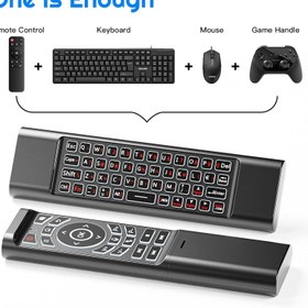 Resim 2.4g Kablosuz Hava Fare Uzaktan Kumanda Klavye ile - PC, Android TV Kutusu, HTPC, Projektör için Mini Kablosuz Klavye - Pil Dahil Değil, Siyah, Kablosuz Bağlantı, Şık Tasarım, Dayanıklı Yapı 