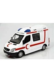 Resim Vardem Çekbırak Işıklı Sesli Ambulans 1:32 Model Çocuklar İçin Eğlenceli Oyun Aracı 