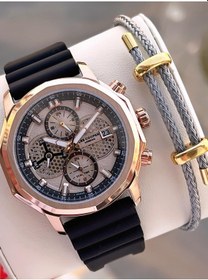 Resim Lee Cooper İtalyan Tasarım Bileklik Hediyeli Silikon Kordon 5 Atm Erkek Kol Saati Elc.08238.472 Rose Gold 