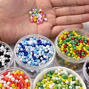 Resim 50g(Yaklaşık 550 adet) 4mm Karışık Renkli Çek Cam Tohum Boncukları Yuvarlak Aralık Boncukları Takı Yapımı DIY Bileklik Kolye için 