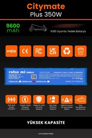 Resim robo mi Citymate Plus 350W / 36V 9600mAh Elektrikli Scooter Bataryası - Sertifikalı Güvenlik 