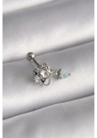 Resim 316l Çelik Gümüş Renk Zirkon Taşlı Sallantı Kalp Detay Tragus Piercing Tj-pr1361 Çok Renkli 