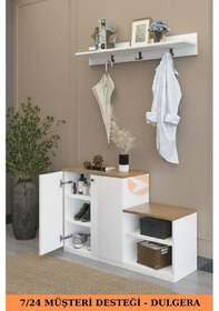 Resim Üsküdar Portmanto Ayakkabılık Çok Amaçlı Antre Dolabı 2 Kapaklı Ayakkabılık Beyaz 