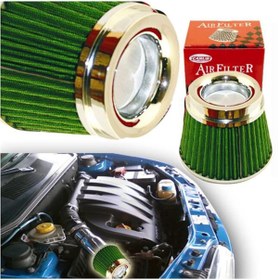 Resim Carub Hava Filtresi Tuning 2 Aparatlı (60 ve 76mm) Krom-Yeşil 
