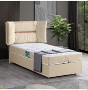 Resim Setaymobilya Baza, Lizbon Tek Kişilik Baza + Başlık + Comfort Yatak, Krem 
