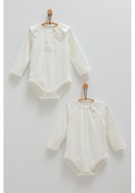 Resim Caramell Cute Rabbıt Omuz Detaylı İkili Çıtçıtlı Body Ekru 