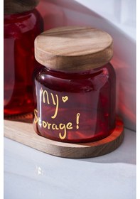 Resim Acar Pierre Akasya Kapaklı Kavanoz Seti Kırmızı 