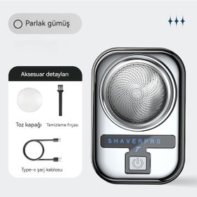 Resim Yeni Mini Erkek Tıraş Makinesi Ev Seyahat Mini Sakal Bıçağı Şarj Taşınabilir Elektrikli Tıraş Makinesi 2213 Parlak Gümüş Yükseltme 2 Yüksek Hız 