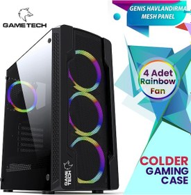 Resim Gametech Colder Rainbow 4x120 MM Fanlı Oyuncu Bilgisayar Kasası 