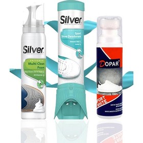 Resim Ayakkabı Bakım Seti - Dopar Kumaş Deri Spor Ayakkabı Boyası + Silver Ayakkabı Deodorantı & Temizleme Köpüğü 
