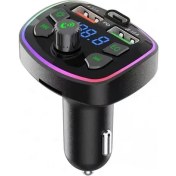 Resim Ganbao B Çift USB Pd Araç Bluetooth 5.0 Şarj Cihazı Fm Verici Handsfree Pd 20W Type-C Çift USB 3.1A Renkli Işık Mp3 Müzik Çalar Desteği U Disk (Yurt Dışından) 