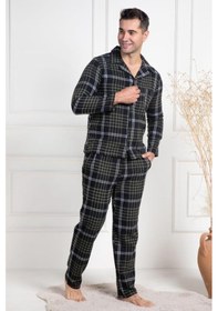 Resim Mecit Pijama Mecit 2950 Erkek Yeşil Ekoseli Büyük Beden Kışlık Pijama Takımı Yeşil 