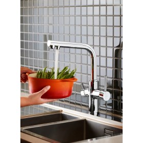 Resim Artema Split Dual Flow Eviye Bataryası A42144, 360° Dönebilen, Krom, Çift Fonksiyonlu Başlık, Tezgah Üstü Montaj 