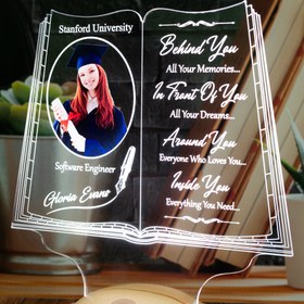 Resim Fotoğraflı Mezuniyet Hediyesi LED Kitap Lamba / Personalized Graduation Book Lamp with Photo 