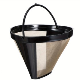 Resim 1 adet Espresso Filtre Sepeti Yedek Parçaları Yeniden Kullanılabilir No.4 Konik Kahve Makinesi Filtreleri Ninja Kahve Barı Demleme Konik Filtre için 