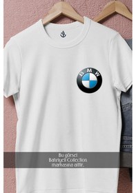 Resim Oversize Bmw Logo Cep Tasarımlı Unisex T-shirt Beyaz 