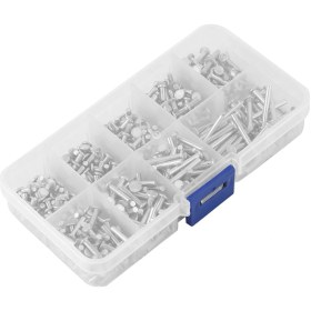 Resim Tenfowee Alüminyum Düz Kafa Somun Çivisi Seti - M2.5 Çaplı 9 Farklı Uzunlukta 450 Adet - Dayanıklı Ve Güçlü Tutturma 