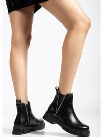 Resim 02-02 Siyah Kırışık Rugan Taş Aksesuarlı Lastikli Günlük Kadın Bo Diğer 