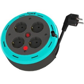 Resim Byes 3x1,5mt Kablolu 1/16a Dörtlü Termal Sigortalı Kablo Makarası 