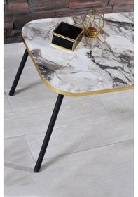 Resim Uslucan Alışveriş Zigon Sehpa Ve Orta Sehpa Set Kr Metal Mermer Desen Siyah Çok Renkli 