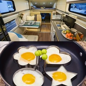 Resim 5 Parça Paslanmaz Çelik Pankek Kalıbı Seti, Yumurta Pişirme Aleti, Karavan Mutfak Aksesuarları 