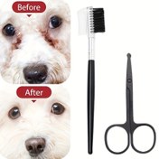 Resim [1 set Köpek Bakım Seti] 1 set Köpek Bakım Seti - Paslanmaz Çelik Fırça, Tarak, Yuvarlak Burunlu Makas ve Tüm Irklar için Yüz Tarağı - Elektriksiz Köpek Bakım Malzemeleri 