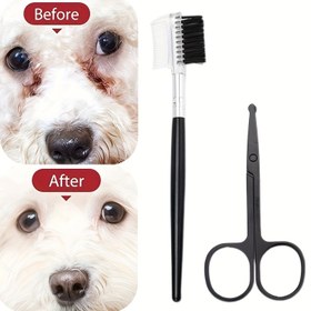 Resim [1 set Köpek Bakım Seti] 1 set Köpek Bakım Seti - Paslanmaz Çelik Fırça, Tarak, Yuvarlak Burunlu Makas ve Tüm Irklar için Yüz Tarağı - Elektriksiz Köpek Bakım Malzemeleri 