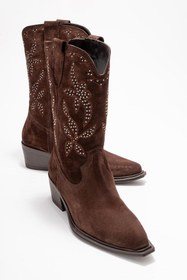 Resim Ataköy Ayakkabı KADIN DERİ WESTERN ÇİZME KAHVE SUET 