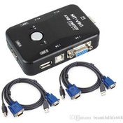Resim 2 Port Usb Kvm Switch 2 Pc Kasa Tek Kontrol + 2 Adet Vga Kablo 