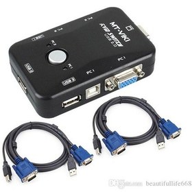 Resim 2 Port Usb Kvm Switch 2 Pc Kasa Tek Kontrol + 2 Adet Vga Kablo 